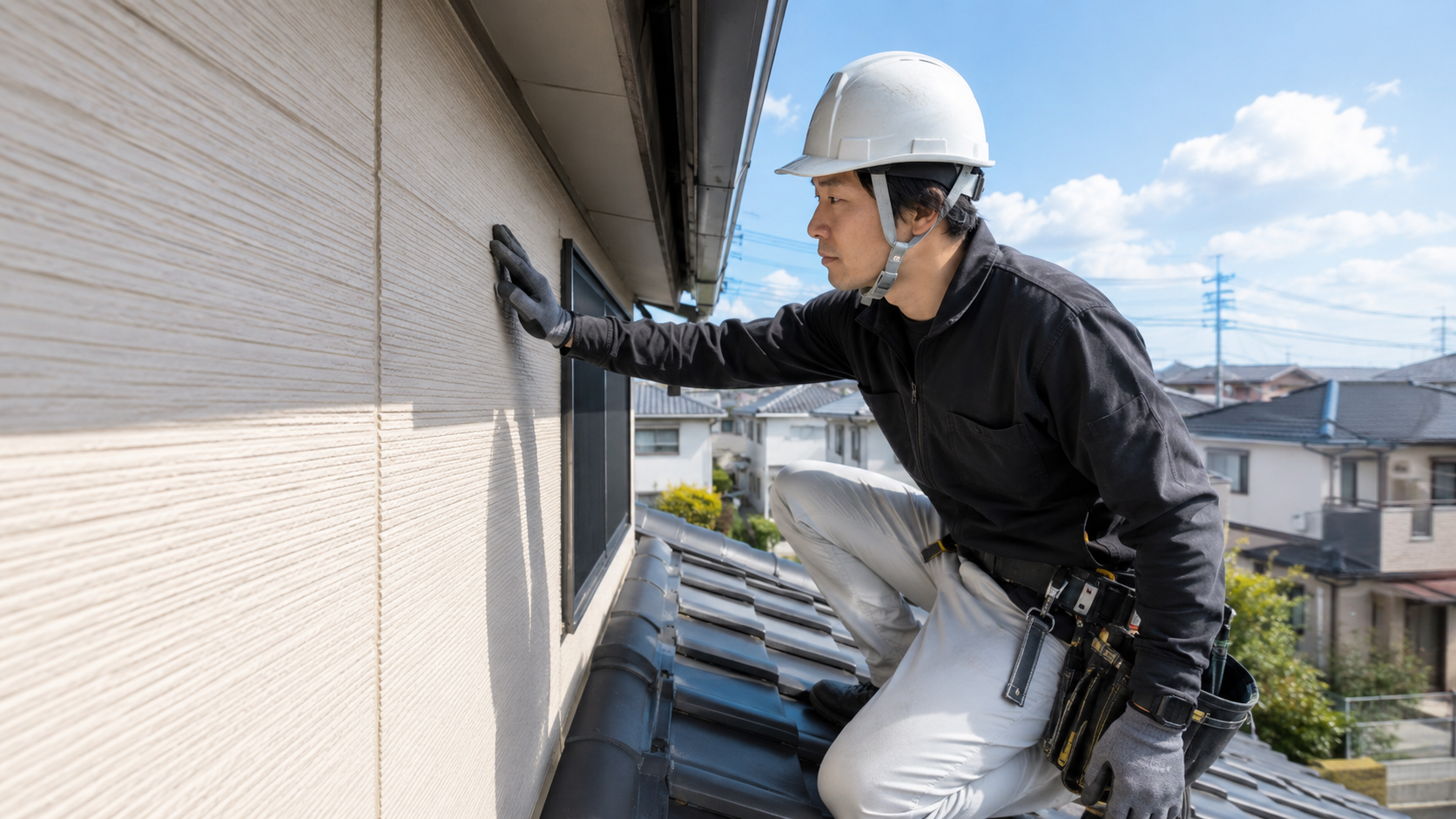 住宅屋根の点検作業